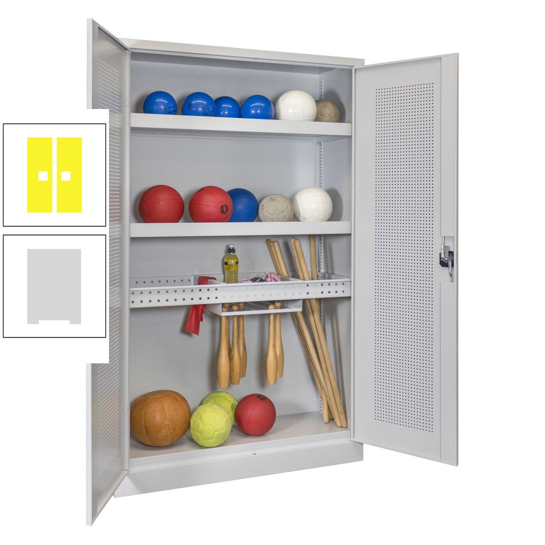 Sportschrank - Lochfeldtüren - Variante 2 - 1.950x1.200x500 mm (HxBxT) - anthrazitgrau
