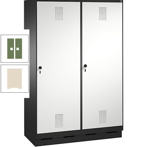 Doppel-Spind, Garderobenschrank, 2 Türen für 4 Abteile a 300 mm, Korpus anthrazitgrau, Türen anthrazitgrau, 1.800 x 1.200 x 500 mm (HxBxT)