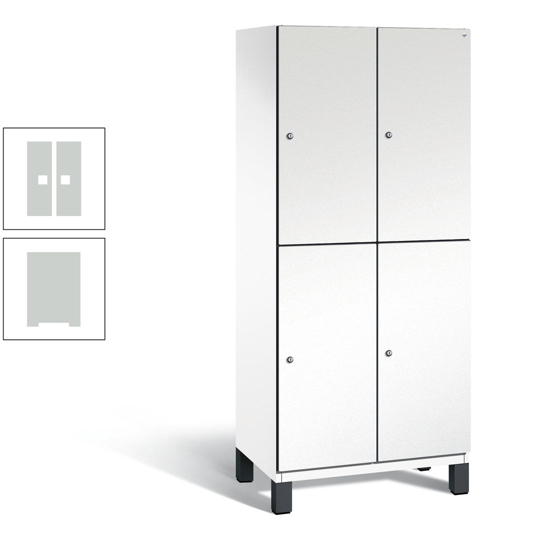 Fächerschrank, Stahlschrank, doppelstöckig, 4 Fächer, Füße, Korpus anthrazitgrau, Tür anthrazitgrau, 1.980 x 800 x 525 mm (HxBxT)