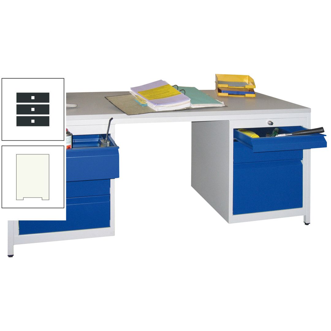 Meisterschreibtisch - 6 Schubladen, 75 / 125 / 150 / 175 / 300 mm - 720 x 1.700 x 800 mm (HxBxT) - anthrazitgrau