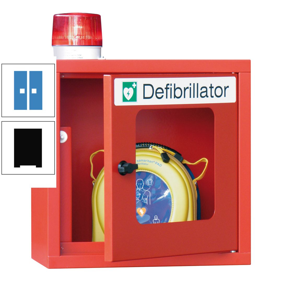 Defibrillatorenschrank mit akustischem und optischem Alarm - 490 x 400 x 200 mm (HxBxT) - Sichtfenster - anthrazitgrau