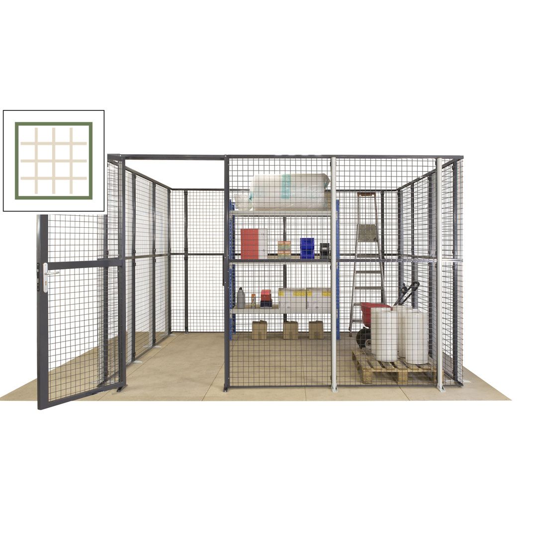 Maschinen Schutzgitter - Hallentrennwand - Sicherheitszaun - Tür - 72 m - 2.200 x 21.400 x 15.400 mm (HxBxT) - enzianblau