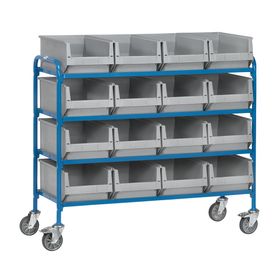 Fetra - Etagenwagen für 16 Sichtlagerkästen - Ladefläche 470 x 1.250 mm (BxT)