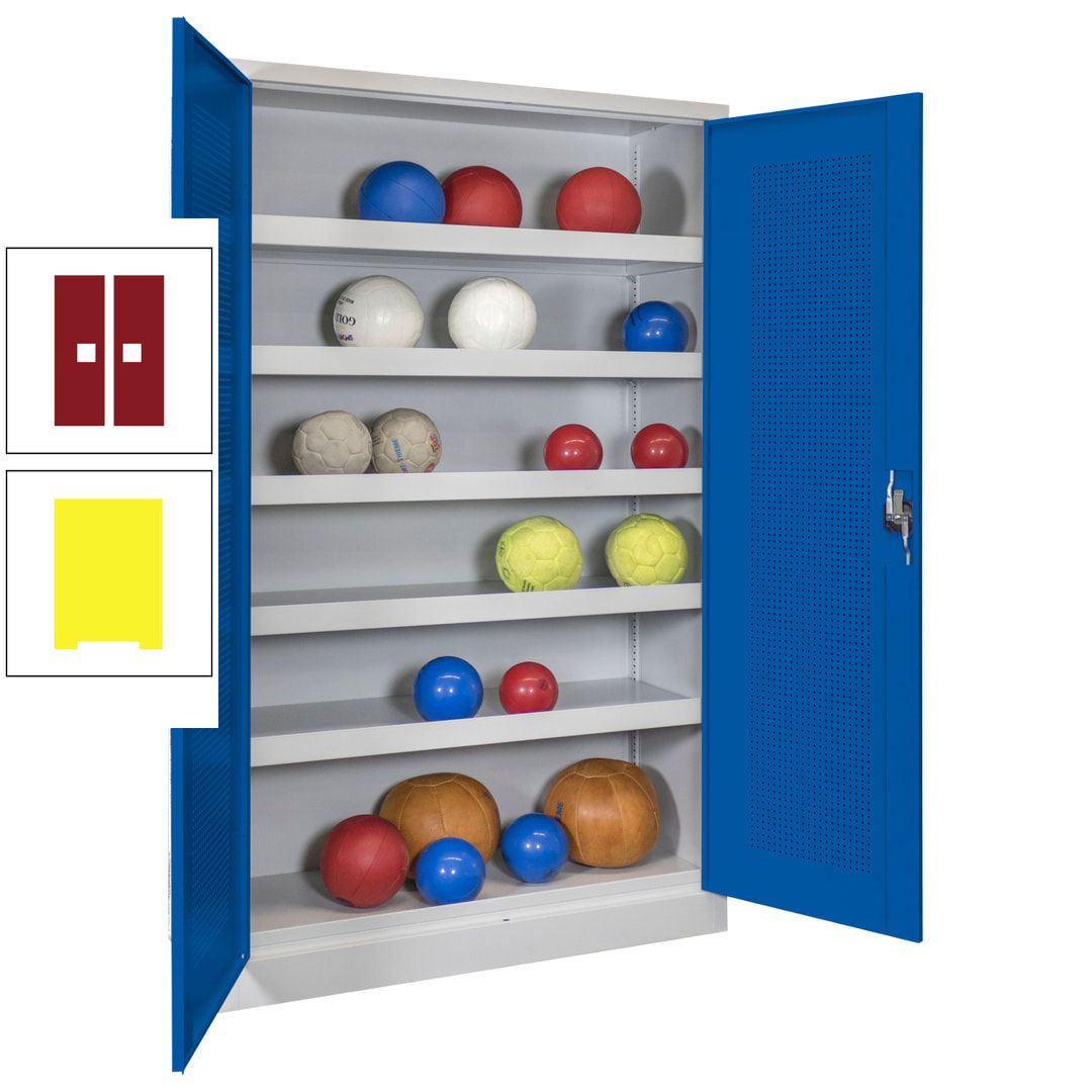Ballschrank - Lochfeldtüren - 5 Böden - 1.950x1.200x500 mm (HxBxT) - anthrazitgrau