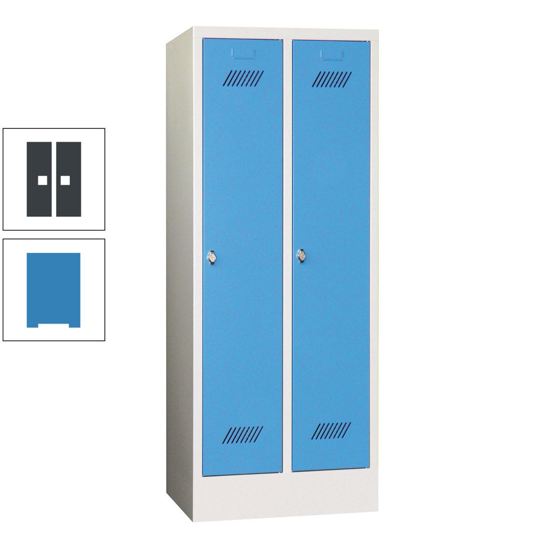 Spindschrank f. Schulen - mit Sockel - Höhe 1.600 mm - 2 Abteile a 300 mm - Drehriegel - anthrazitgrau