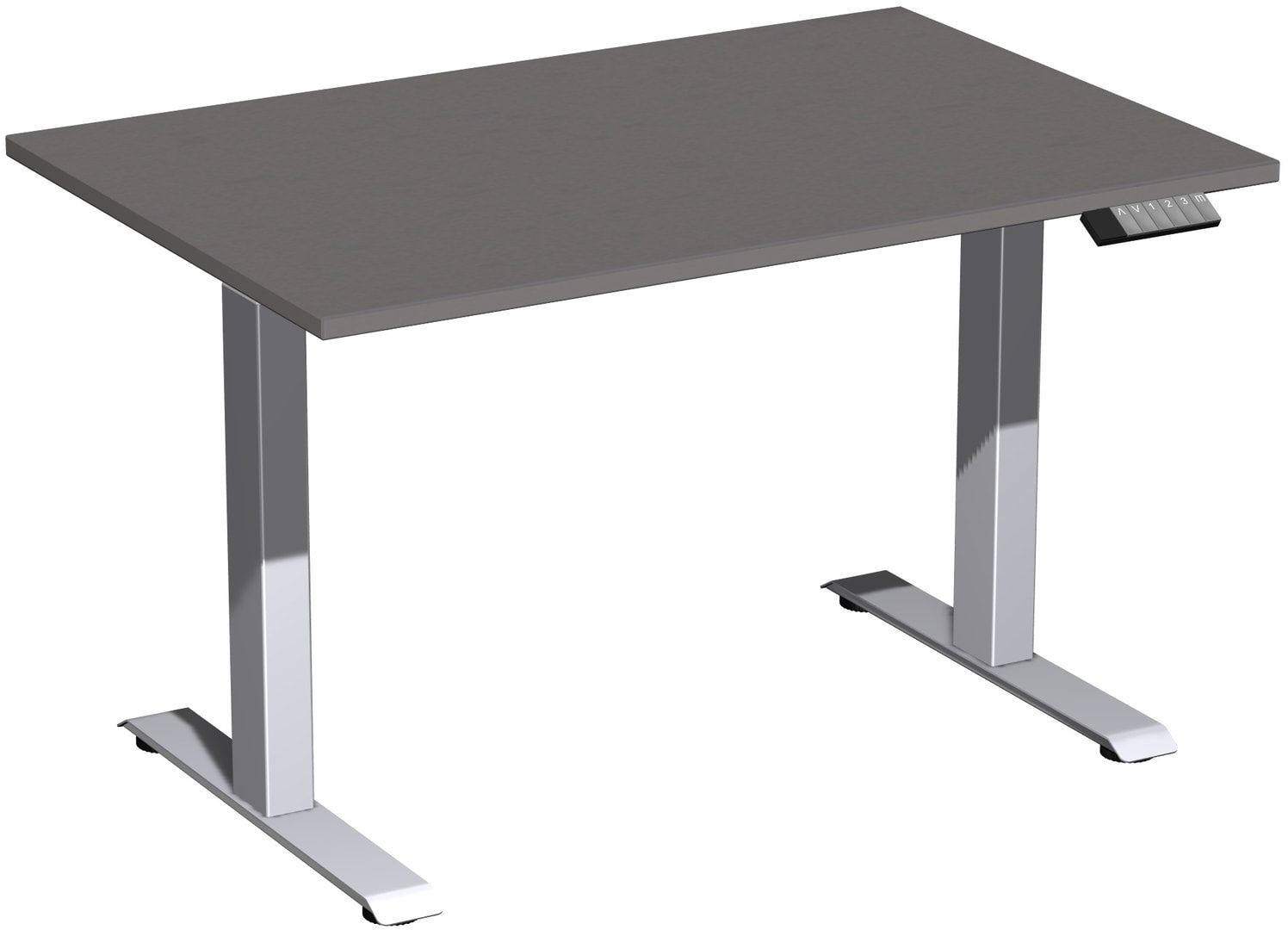 Schreibtisch, Elevate Basic, elektronisch höhenverstellbar, 730 - 1.230 x 1.200 x 800 mm (HxBxT), Gestell anthrazit, Dekor Ahorn