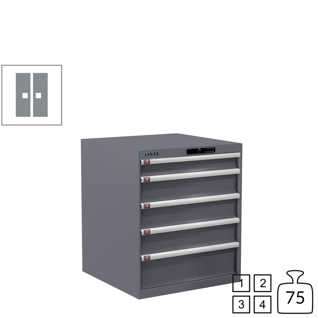 Lista Schubladenschrank - 14.410.010 - 850x717x725 mm (HxBxT) - 5 Schubladen - 75 kg - Key Lock - lichtblau (RAL 5012)