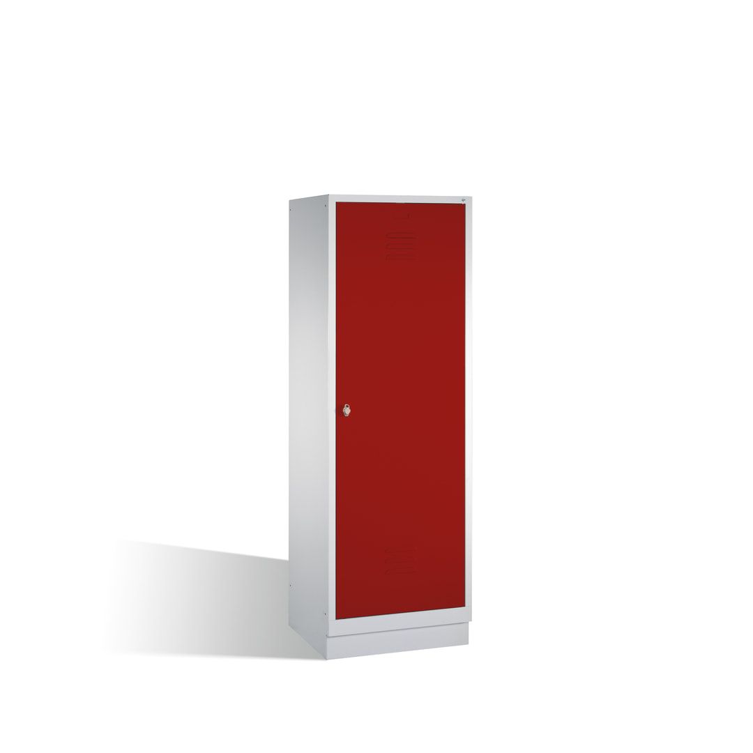 Doppel-Spind mit Großtür, Garderobenschrank mit Sockel, 2 Abteile a 300 mm, Korpus anthrazitgrau, Tür anthrazitgrau, 1.800 x 610 x 500 mm (HxBxT)