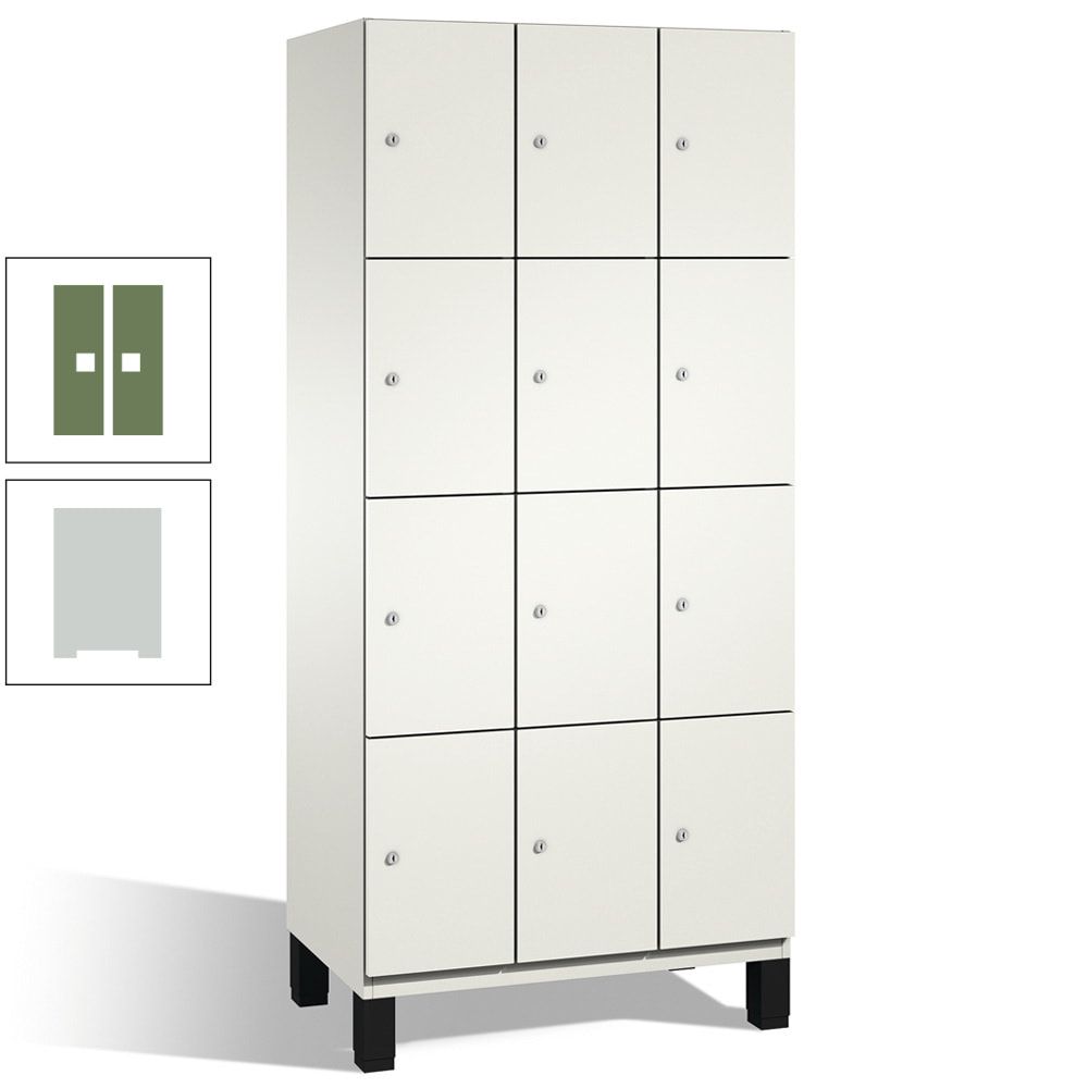 Fächerschrank, Stahlschrank, 12 Fächer, Türöffnungsbegrenzer, mit Füßen, Korpus lichtgrau, Tür anthrazitgrau, 1.980 x 900 x 525 mm (HxBxT)