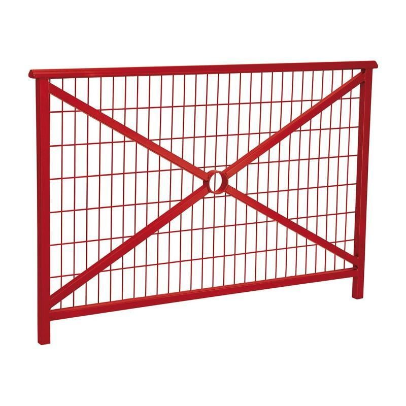 Geländer Kreuz und Gitter - 1.000 x 1.500 mm - abgerundeter Handlauf - Farbe enzianblau - Außengeländer Systemgeländer