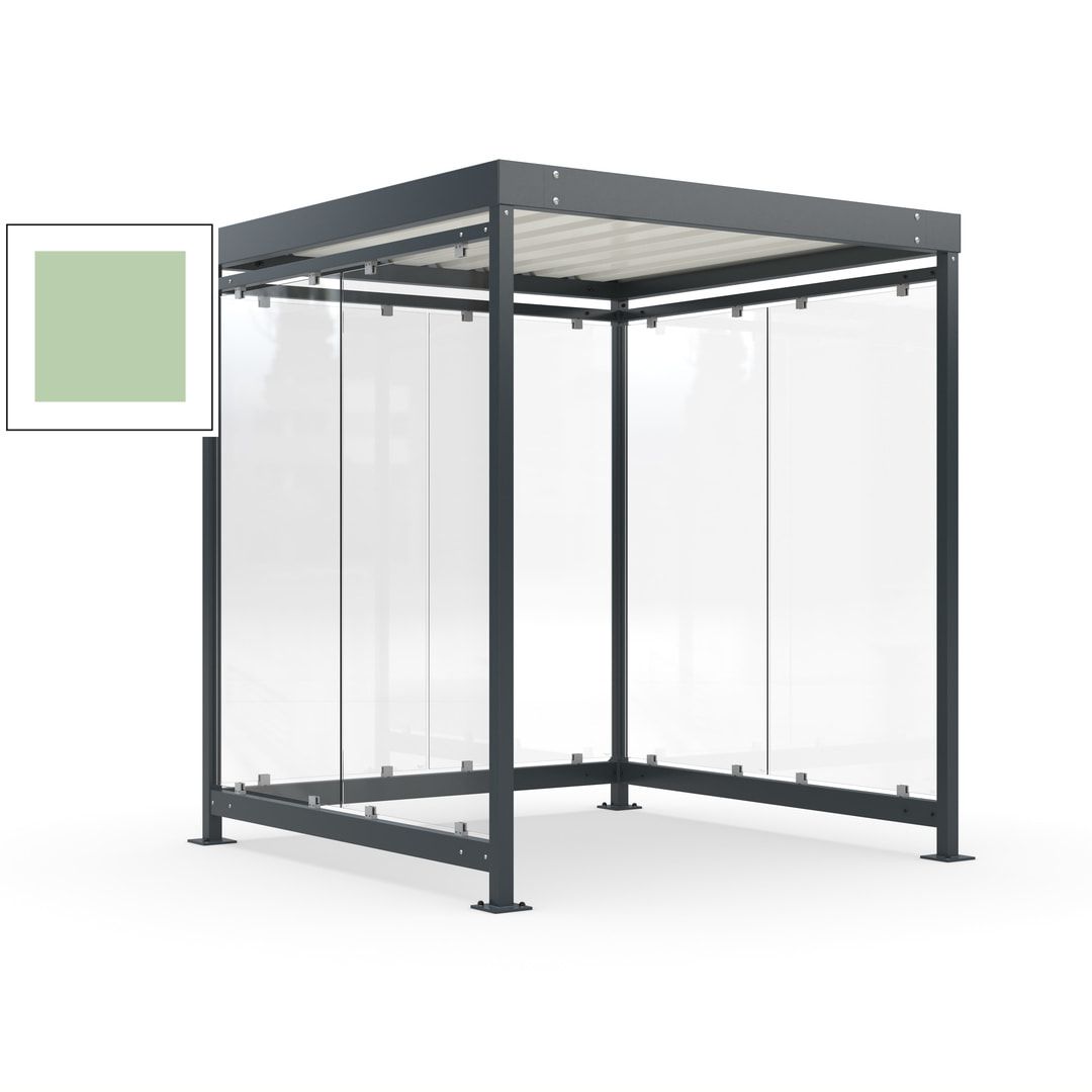 Raucherunterstand, Bushaltestelle, Bausatz, 6-7 Personen, 6 Wände, 2.510 x 2.165 x 2.165 mm (HxBxT), Achatgrau