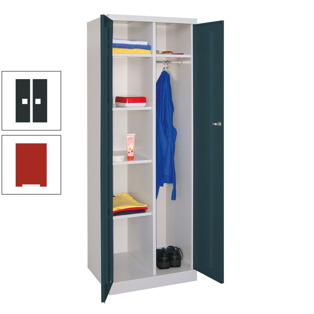 Kleiderschrank mit Sockel - Spind - 1 Abteil mit Trennwand - 1.800x600x500 mm (HxBxT) - Zylinderschloss - anthrazitgrau
