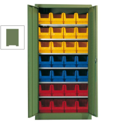 Magazinschrank - 12 Sichtlagerkästen - 5 Böden - Fachlast 80 kg - brillantblau