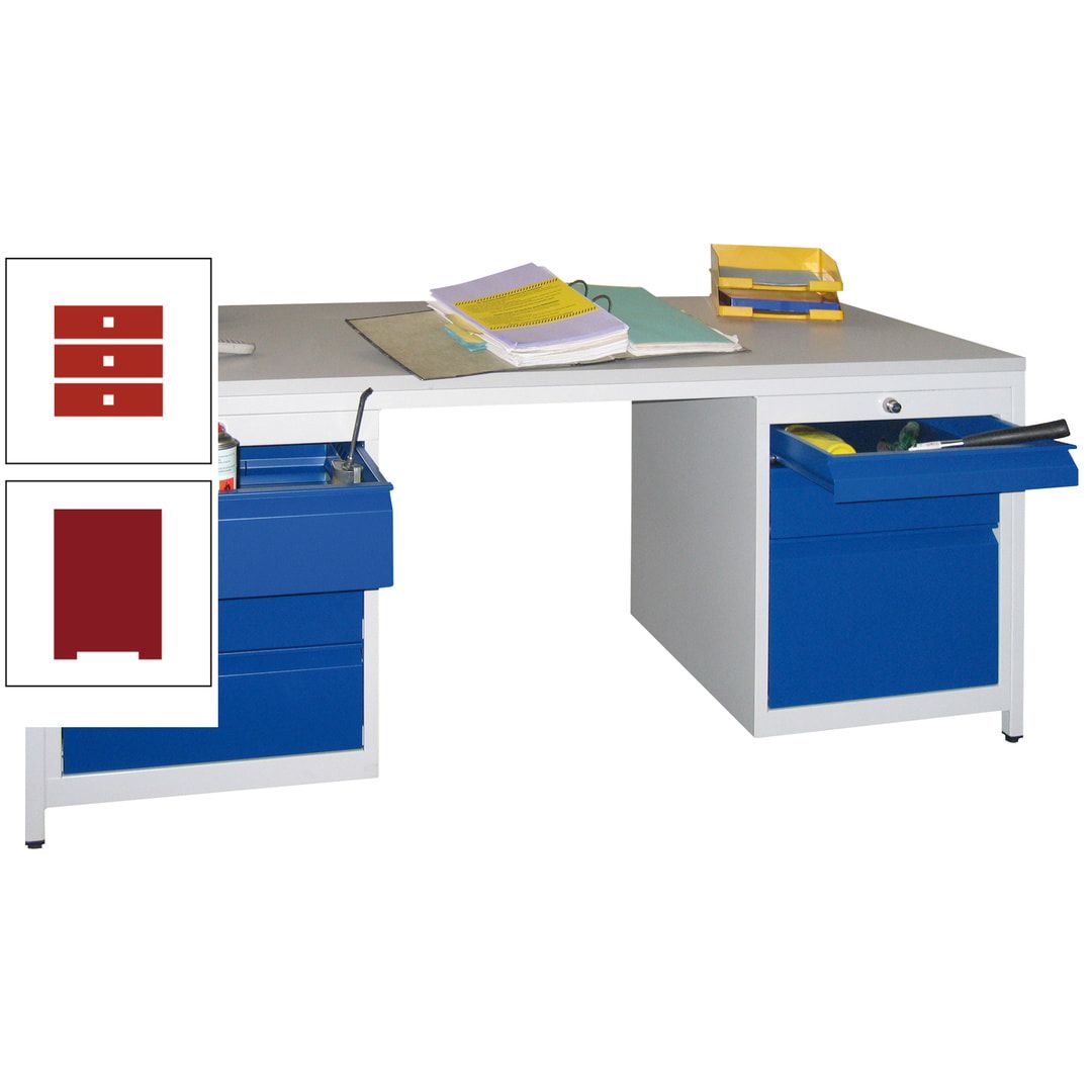 Meisterschreibtisch - 6 Schubladen, 75 / 125 / 150 / 175 / 300 mm - 720 x 1.700 x 800 mm (HxBxT) - anthrazitgrau