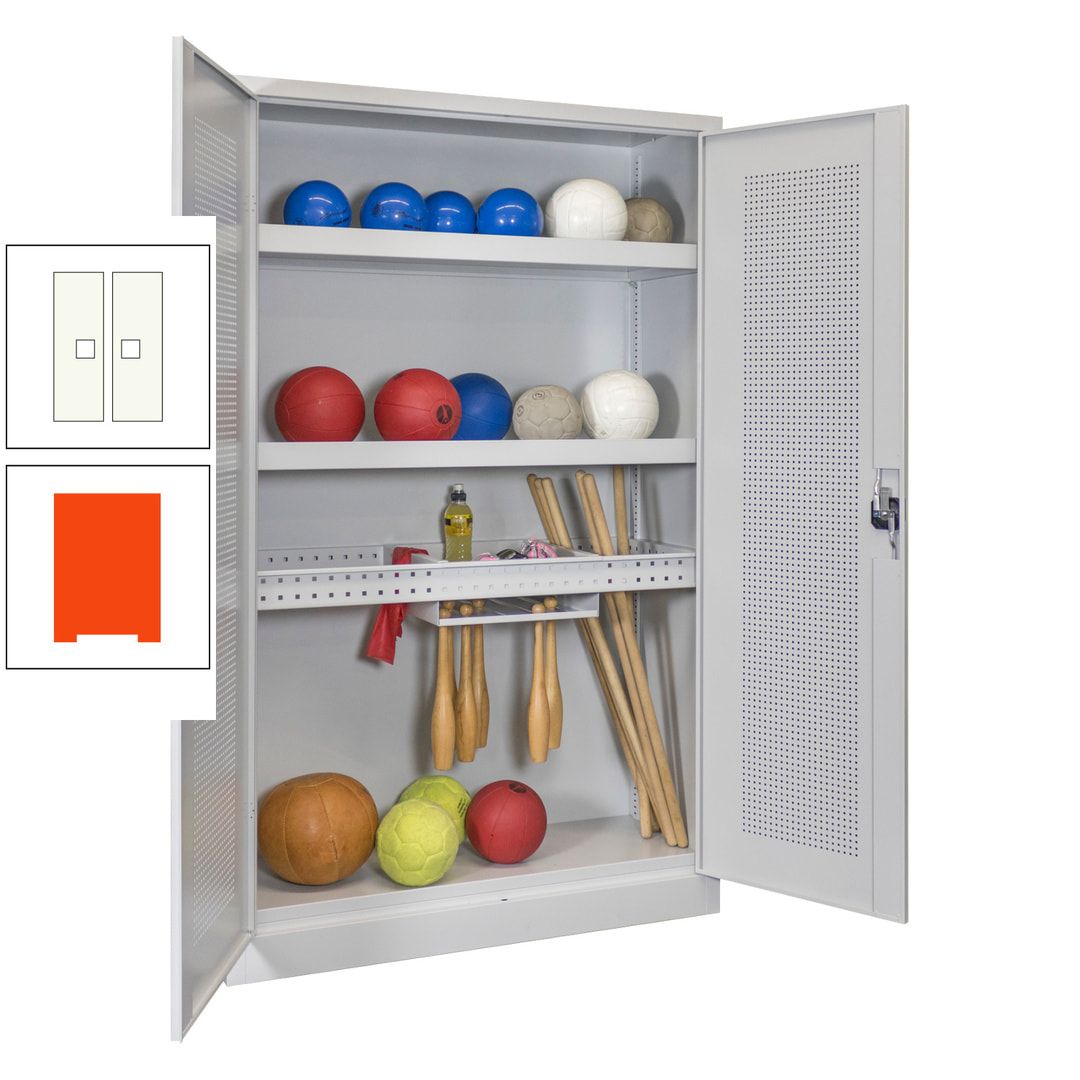 Sportschrank - Lochfeldtüren - Variante 2 - 1.950x1.200x500 mm (HxBxT) - anthrazitgrau