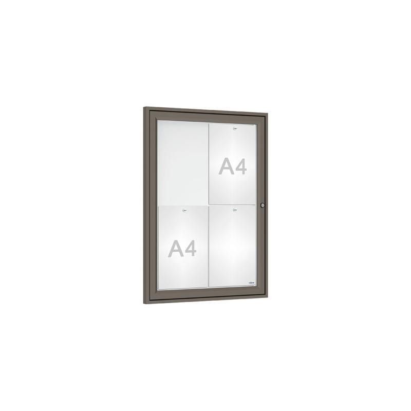 Schaukasten - Einflügeltür - 4xA4 - Hochformat - 750 x 550 x 30 mm (HxBxT) - enzianblau - Infokasten - Präsentationsvitrine