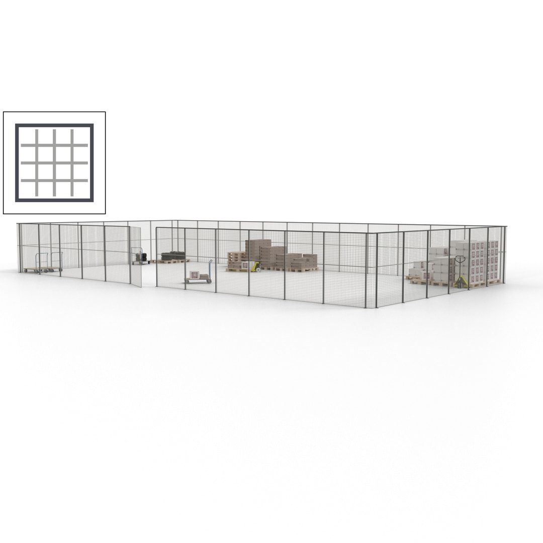 Maschinen Schutzgitter - Hallentrennwand - Sicherheitszaun - Tür - 54 m - 2.200 x 18.400 x 9.400 mm (HxBxT) - enzianblau