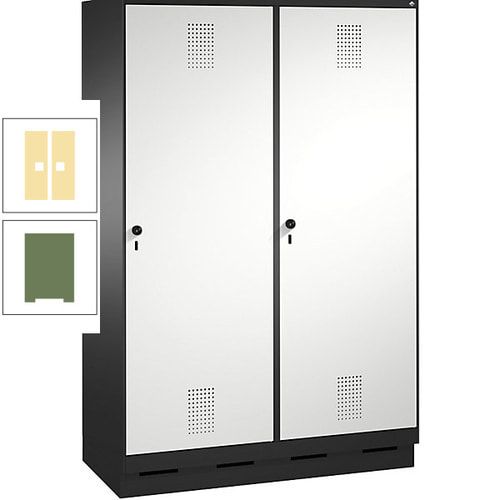 Doppel-Spind, Garderobenschrank, 2 Türen für 4 Abteile a 300 mm, Korpus anthrazitgrau, Türen anthrazitgrau, 1.800 x 1.200 x 500 mm (HxBxT)
