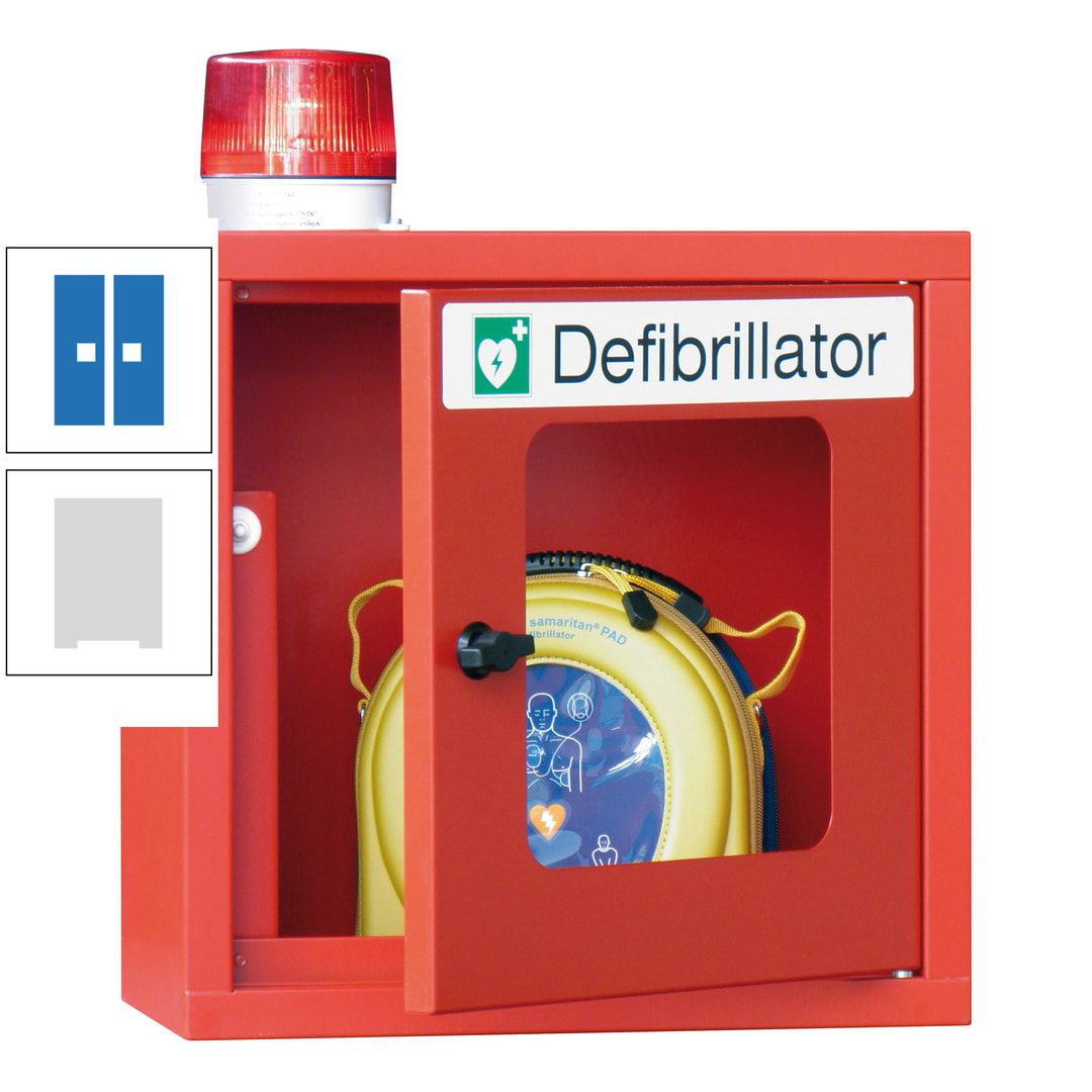 Defibrillatorenschrank mit akustischem und optischem Alarm - 490 x 400 x 200 mm (HxBxT) - Sichtfenster - anthrazitgrau
