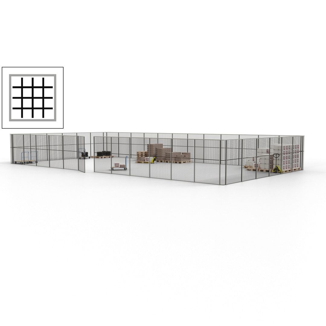 Maschinen Schutzgitter - Hallentrennwand - Sicherheitszaun - Tür - 54 m - 2.200 x 18.400 x 9.400 mm (HxBxT) - enzianblau