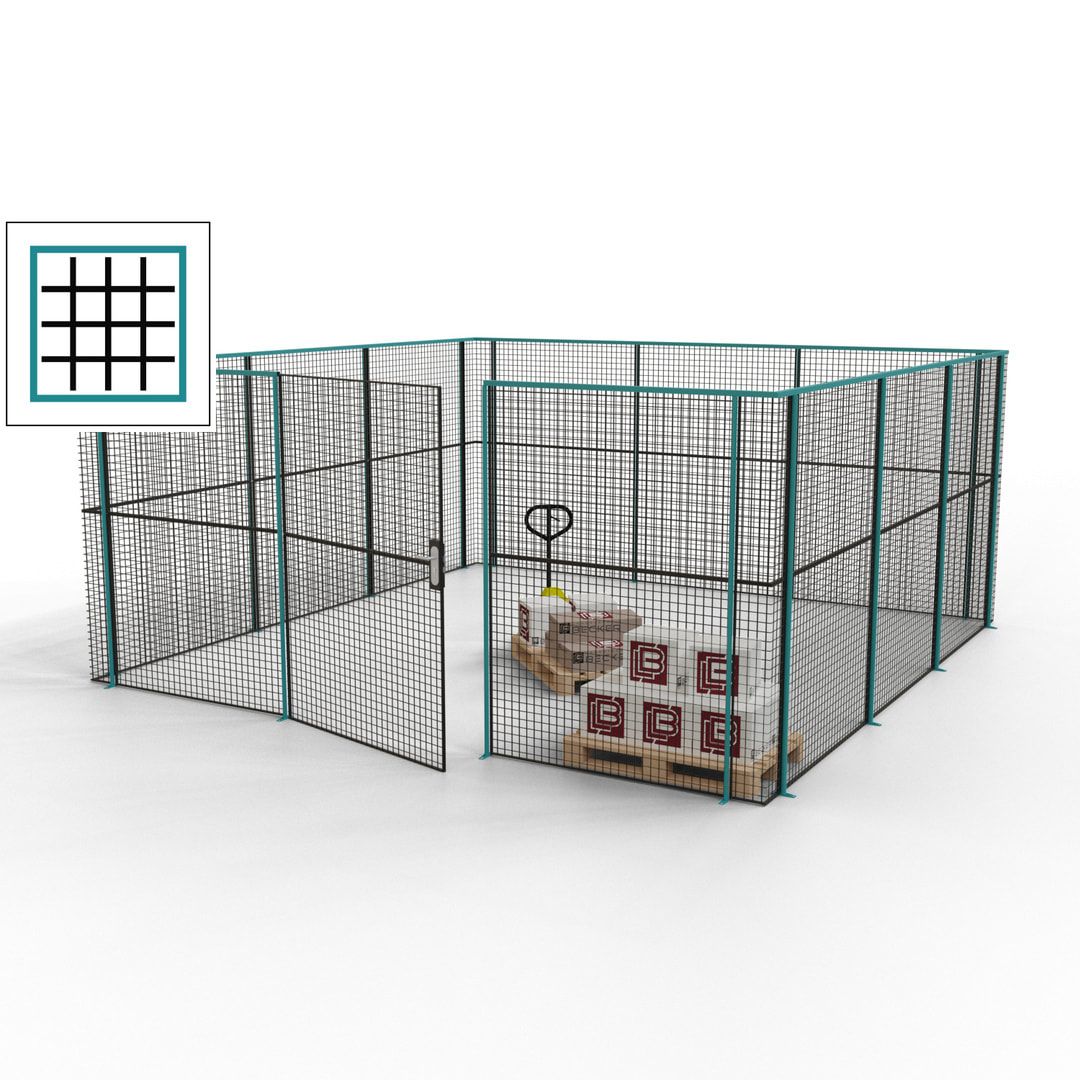 Maschinen Schutzgitter - Hallentrennwand - Sicherheitszaun - Tür - 18 m - 2.200 x 4.900 x 4.900 mm (HxBxT) - enzianblau