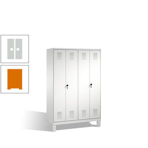 Doppel-Spind, Doppeltüren, Garderobenschrank mit Füßen, 4 Abteile a 300 mm, Korpus anthrazitgrau, Tür anthrazitgrau, 1.850 x 1.200 x 500 mm (HxBxT)
