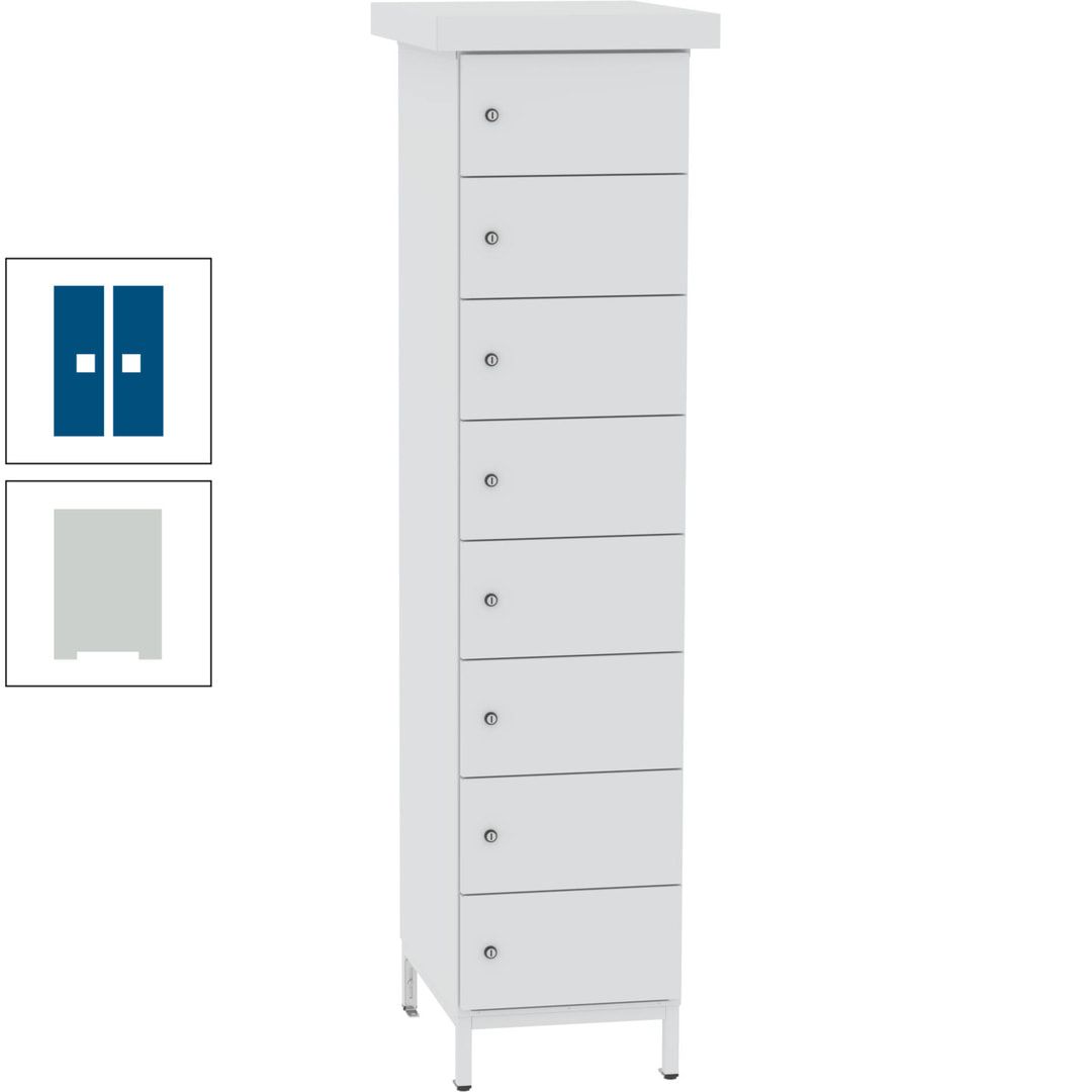 Akkuschrank, Batterieladeschrank, 8 Fächer, Schutzart IP54, Schuko, 1.855 x 400x 570 mm (HxBxT), Korpusfarbe anthrazitgrau, Frontfarbe anthrazitgrau