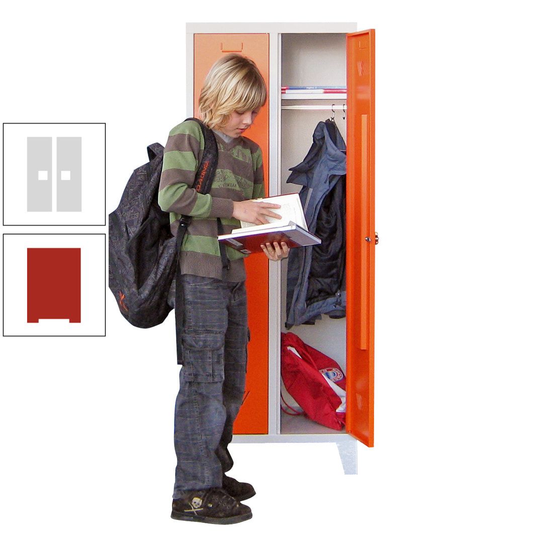 Spindschrank f. Schulen - mit Füßen - Höhe 1.600 mm - 3 Abteile a 300 mm - Drehriegel - anthrazitgrau