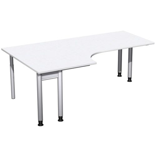 Eckschreibtisch, Eckteil 800 mm, links, Füße einseitig verkürzt, 4-Fuß Pro, höhenverstellbar, 680-800 x 1.600 x 1.200 mm (HxBxT), Dekor Ahorn