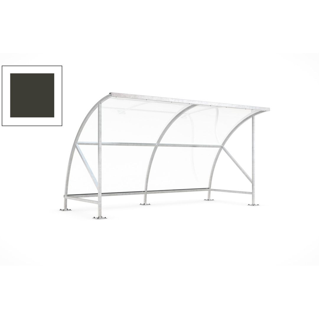 Fahrradunterstand - Fahrradgarage mit Bogendach - Stahl und Kunststoff - 2.290 x 4.130 x 2.100 mm (HxBxT) - Farbe Achatgrau