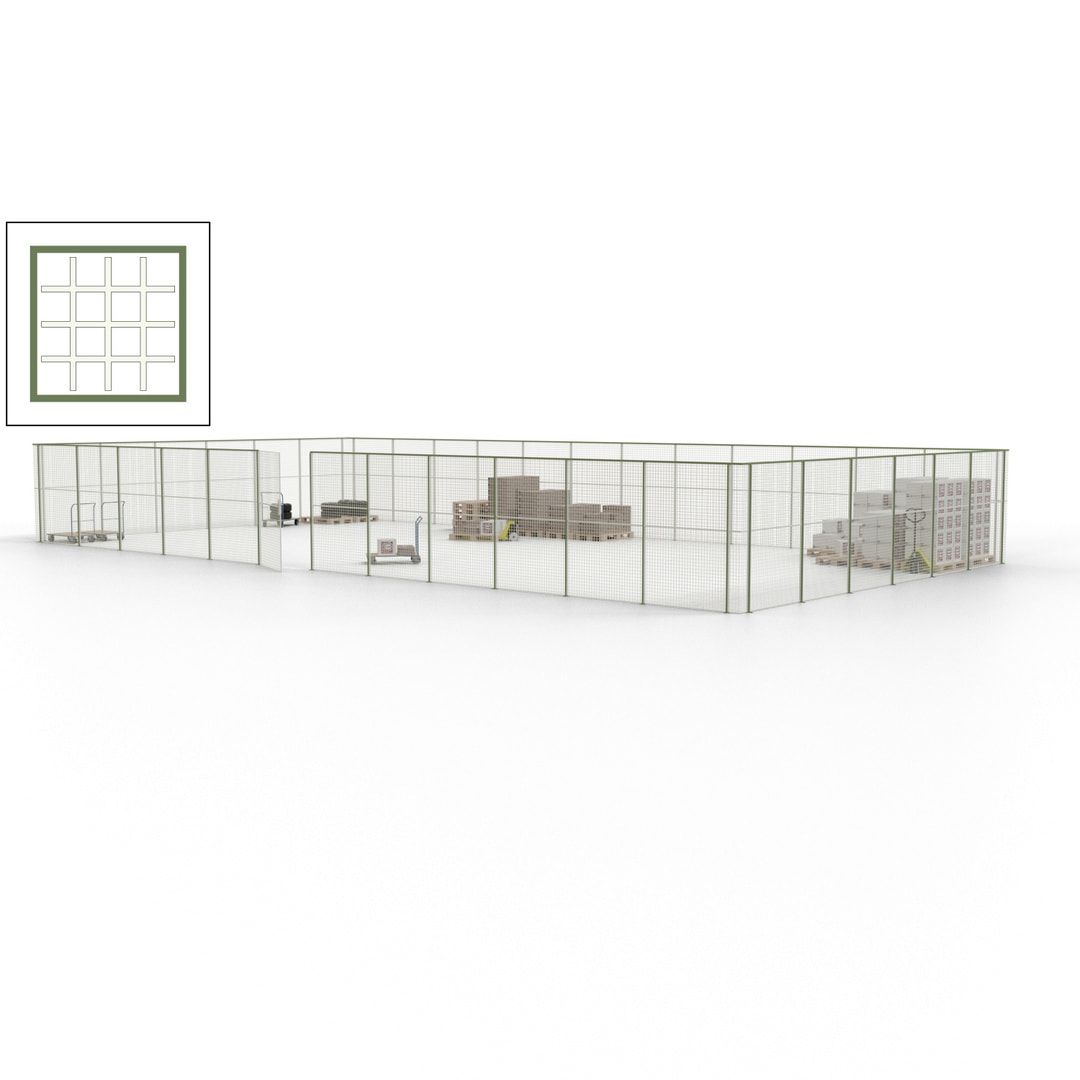 Maschinen Schutzgitter - Hallentrennwand - Sicherheitszaun - Tür - 54 m - 2.200 x 18.400 x 9.400 mm (HxBxT) - enzianblau