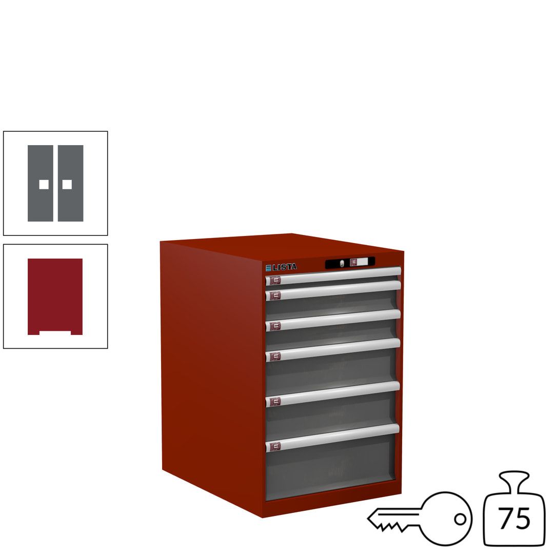 Lista Schubladenschrank - 14.407.010 - 850x564x725 mm (HxBxT) - 6 Schubladen - 75 kg - Key Lock - lichtblau (RAL 5012)