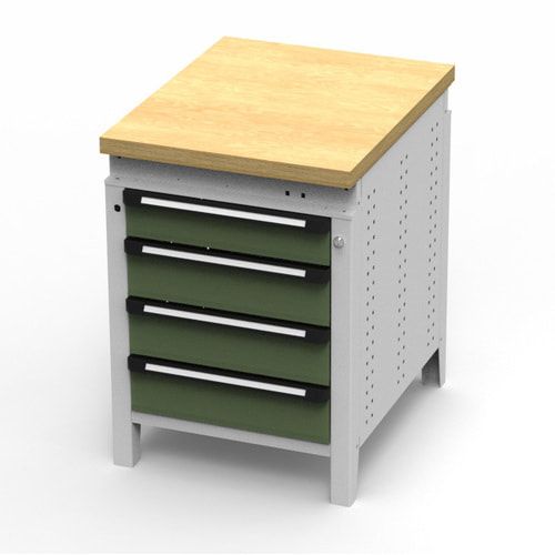 OTTOKIND Werkbank - Arbeitsplatte bündig - 850 x 605 x 750 mm (HxBxT) - 4 Schubladen - lichtgrau