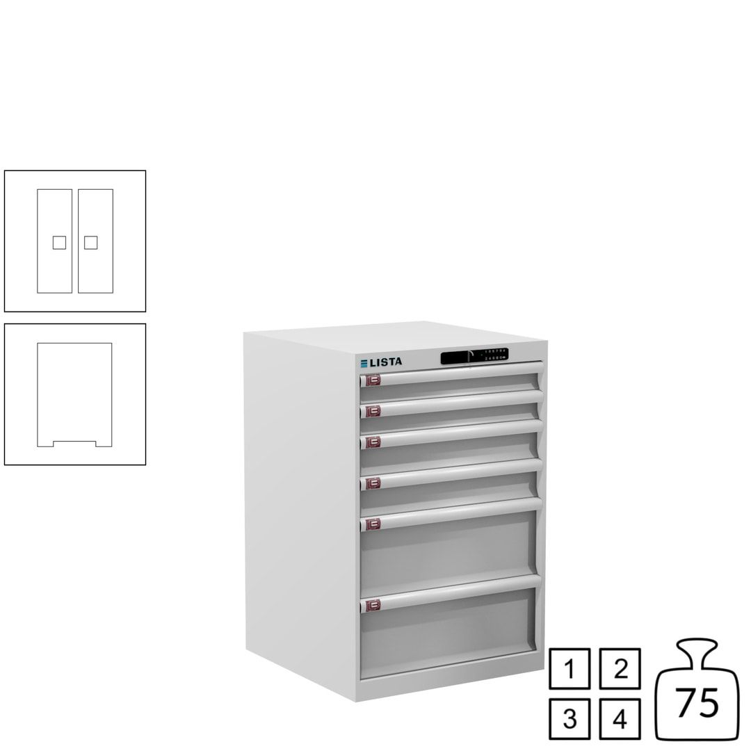 Lista Schubladenschrank - 14.258.010 - 850x564x572 mm (HxBxT) - 6 Schubladen - 75 kg - Key Lock - lichtblau (RAL 5012)