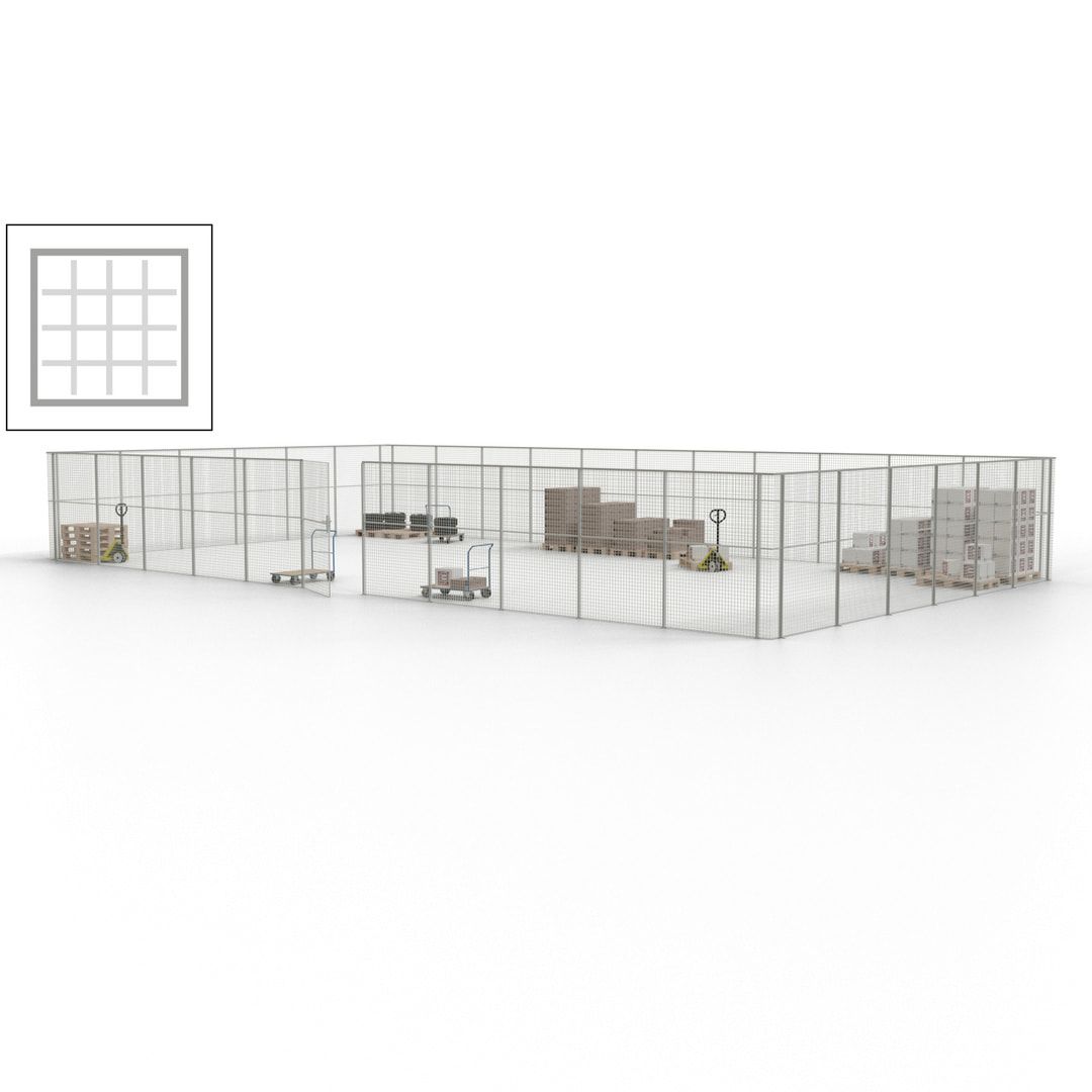 Maschinen Schutzgitter - Hallentrennwand - Sicherheitszaun - Tür - 51 m - 2.200 x 16.900 x 9.400 mm (HxBxT) - enzianblau