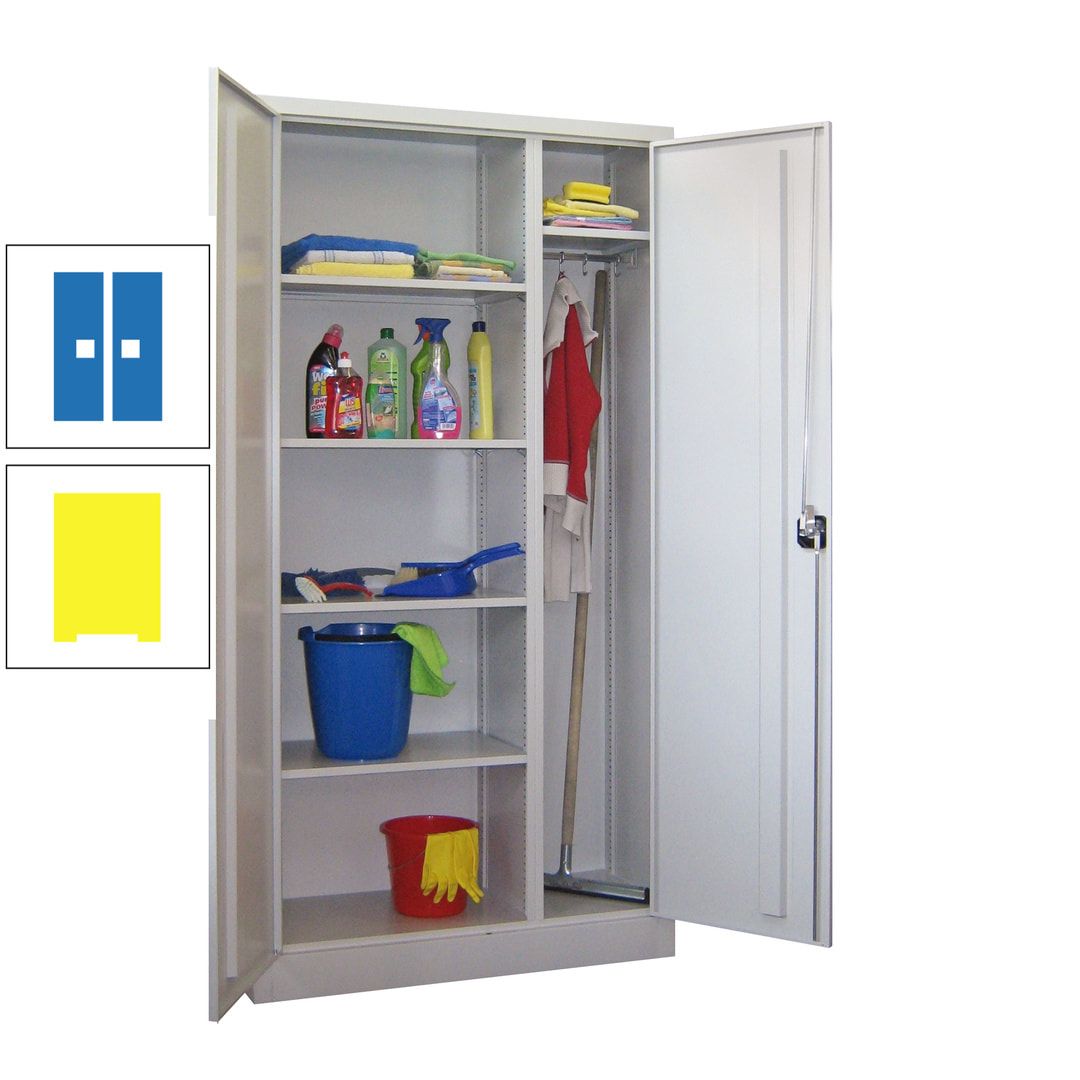 Putzschrank mit Trennwand - 1.950x1.000x400 mm (HxBxT) - Böden pulverbeschichtet - anthrazitgrau