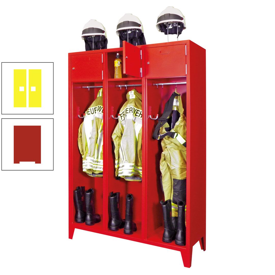 Feuerwehrschrank - 2 Abteile - Ablagefach mit Tür, Etikettenrahmen - 2.100 x 830 x 500 mm (HxBxT) - anthrazitgrau