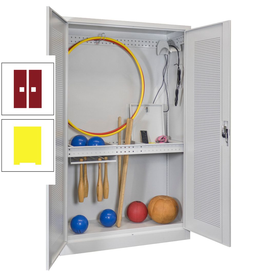 Sportschrank - Lochfeldtüren - Variante 1 - 1.950x1.200x500 mm (HxBxT) - anthrazitgrau