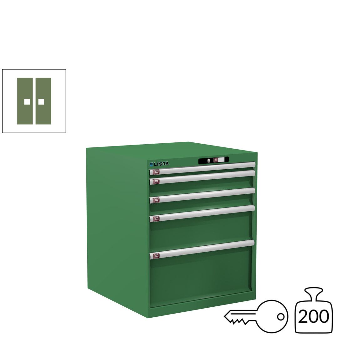 Lista Schubladenschrank - 14.411.010 - 850x717x725 mm (HxBxT) - 5 Schubladen - 75 kg - Key Lock - lichtblau (RAL 5012)