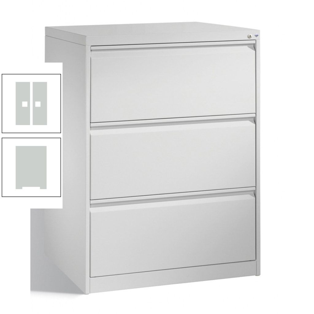 Hängeregisterschrank, Hängeregistratur, Aktenschrank, DIN A4, 3 Auszüge, zweibahnig, Farbe lichtgrau, 1.045 x 787 x 590 mm (HxBxT)