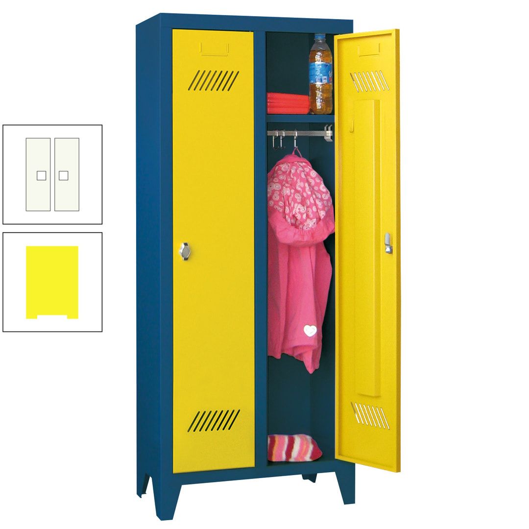 Spindschrank f. Kindergärten - mit Füßen - Höhe 1.300 mm - 2 Abteile a 250 mm - Zylinderschloss - anthrazitgrau