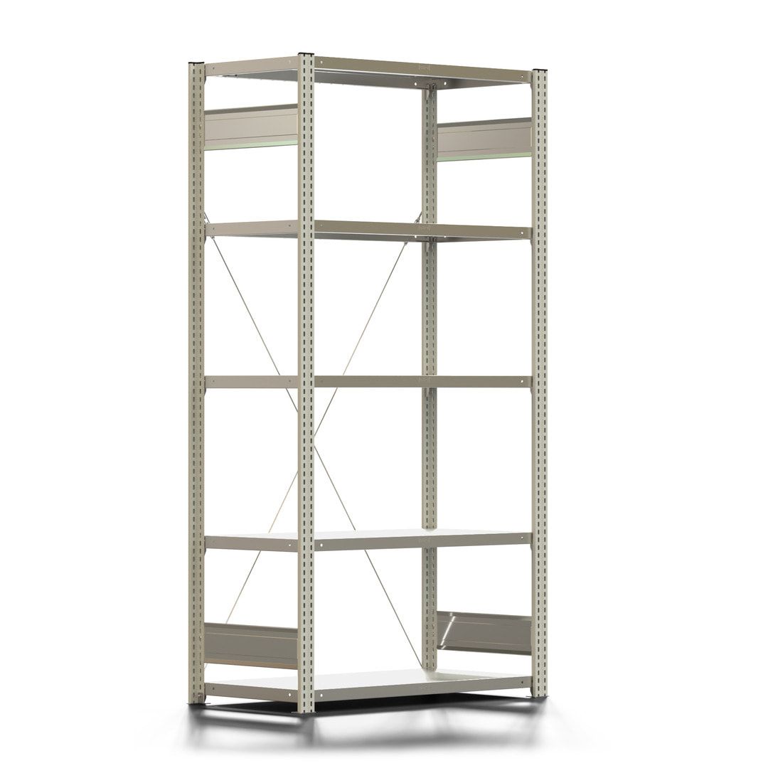 Fachbodenregal mit Tiefenriegel - 250 kg - 2.000 x 1.005 x 500 mm (HxBxT) - Anbauregal - Rahmen enzianblau - Böden verzinkt - Steckregal