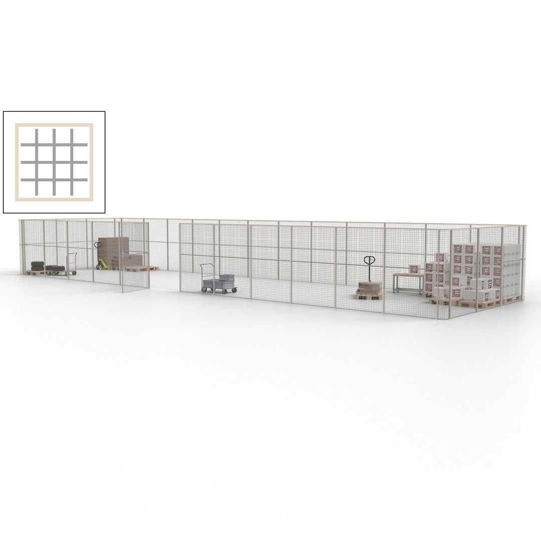 Maschinen Schutzgitter - Hallentrennwand - Sicherheitszaun - Tür - 45 m - 2.200 x 18.400 x 4.900 mm (HxBxT) - enzianblau