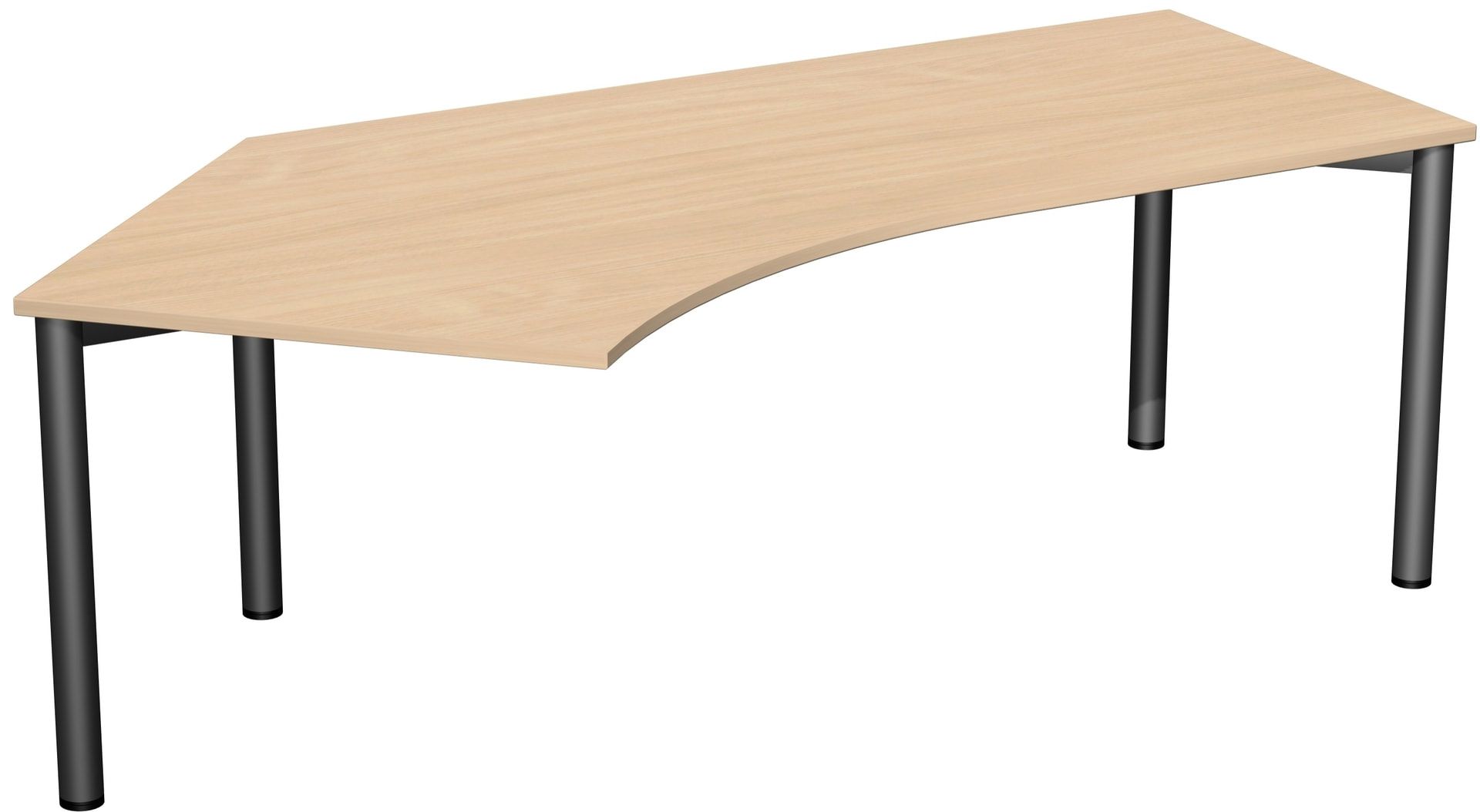Winkel-Schreibtisch - Winkel links - 4-Fuß Flex - 720 x 2.166 x 1.130 mm (HxBxT) - Gestell anthrazit - Ahorn