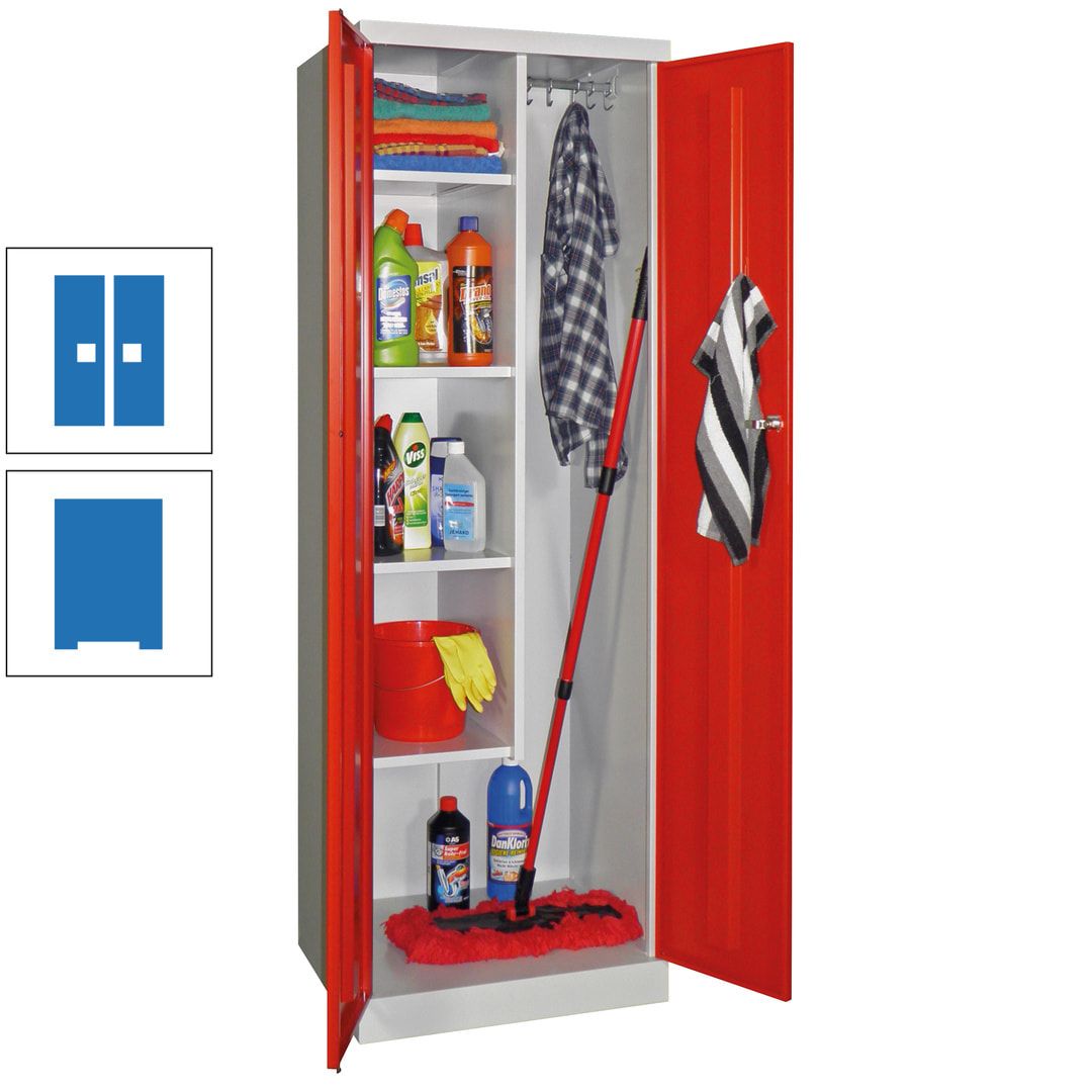 Putzschrank mit Sockel - 1 Abteil mit Trennwand - 1.800x600x500 mm (HxBxT) - Zylinderschloss - anthrazitgrau