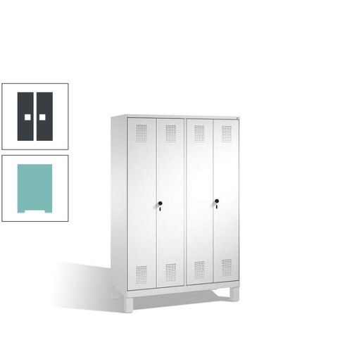 Doppel-Spind, Doppeltüren, Garderobenschrank mit Füßen, 4 Abteile a 300 mm, Korpus anthrazitgrau, Tür anthrazitgrau, 1.850 x 1.200 x 500 mm (HxBxT)