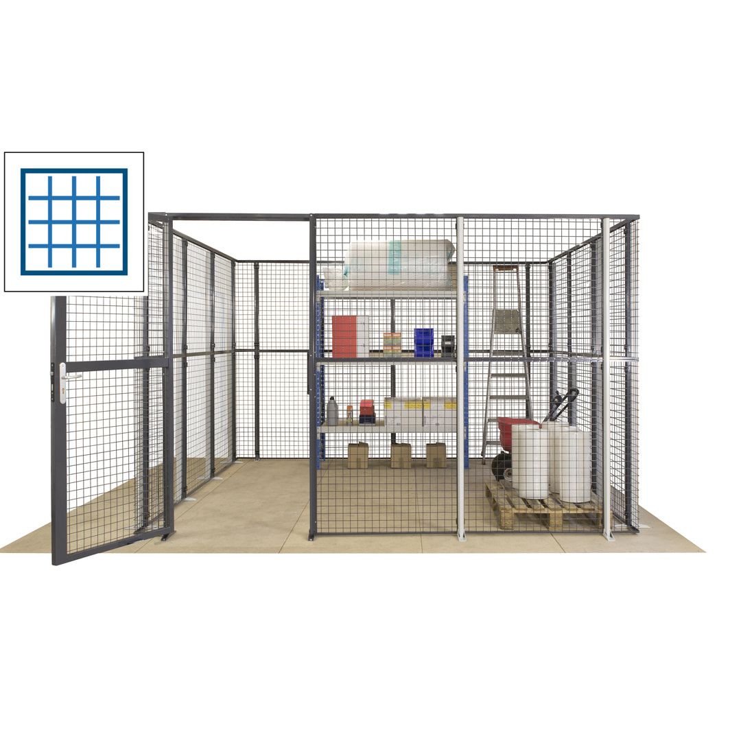 Maschinen Schutzgitter - Hallentrennwand - Sicherheitszaun - Tür - 72 m - 2.200 x 21.400 x 15.400 mm (HxBxT) - enzianblau