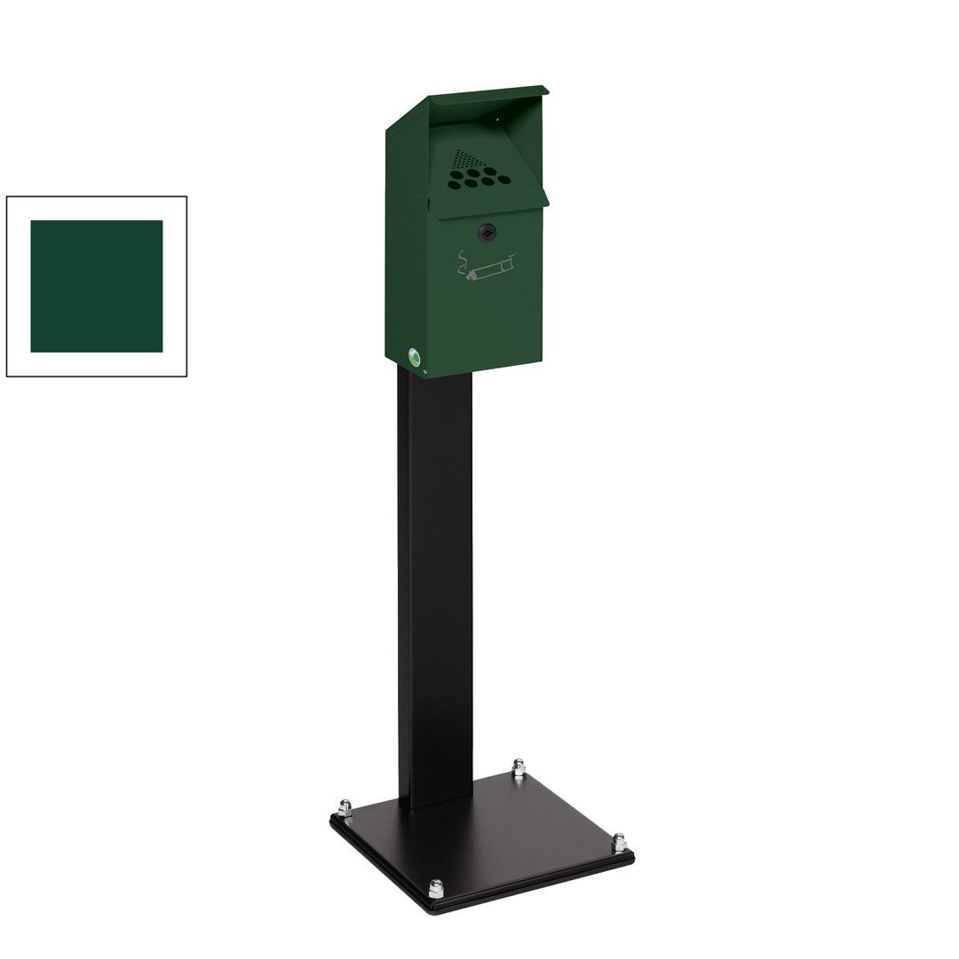 Standaschenbecher mit Schutzdach, 4 l Volumen, Standascher, 1.100 x 310 x 310 mm (HxBxT), Ascher, Turmaschenbecher, Antik-silber