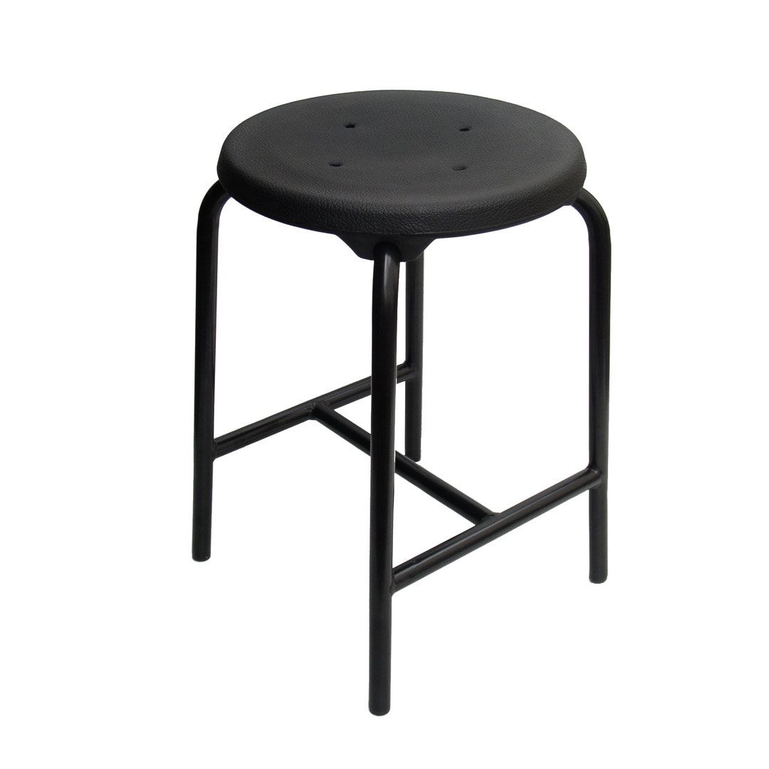 Stapelhocker mit H-Strebe - Sitzhöhe 500 mm - Sitz PU schwarz - Gestellfarbe schwarz
