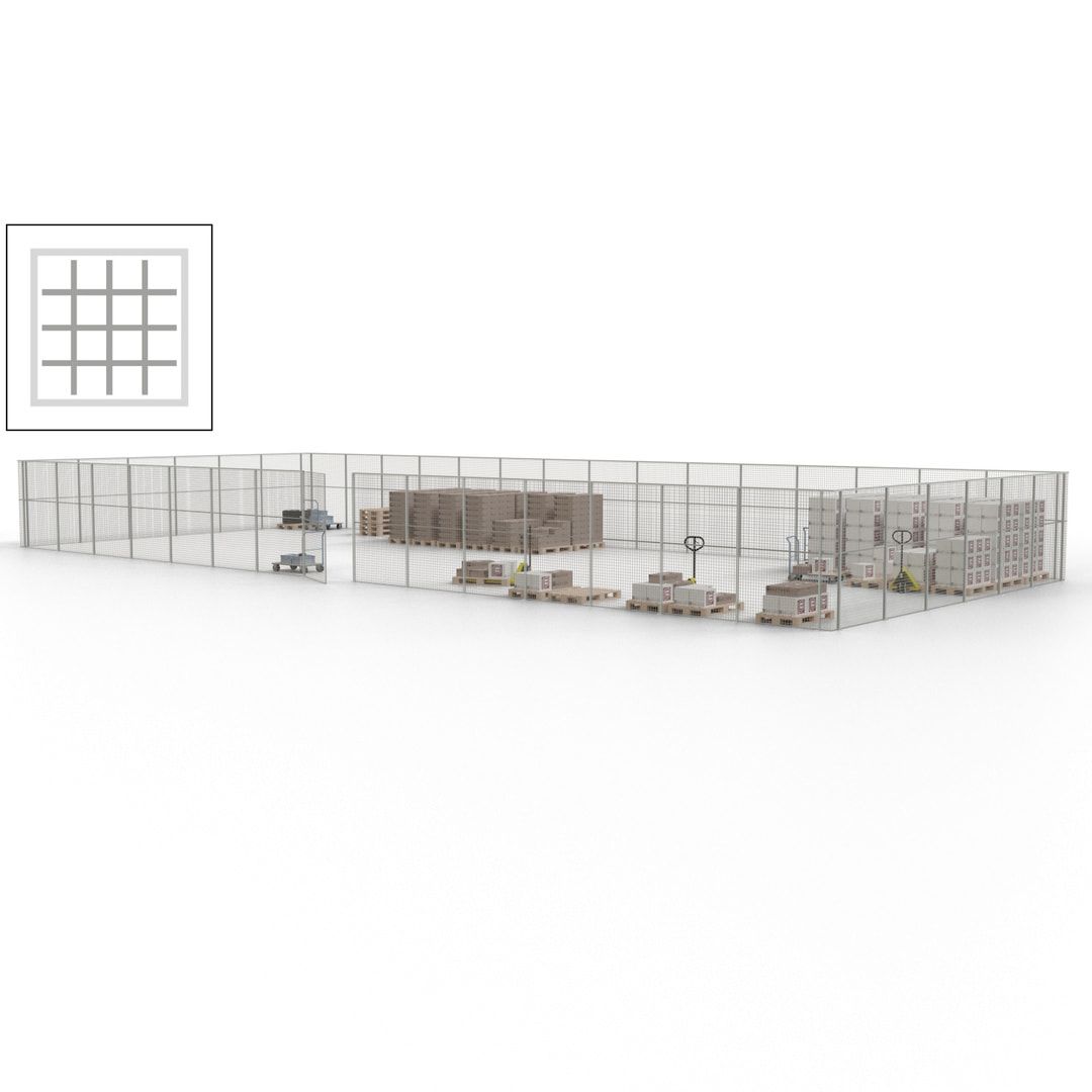 Maschinen Schutzgitter - Hallentrennwand - Sicherheitszaun - Tür - 63 m - 2.200 x 22.900 x 9.400 mm (HxBxT) - enzianblau
